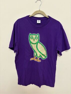 Vintage OVO October’s Very Own Purple Jeweled Owl Graphic T-Shirt Made in Canada